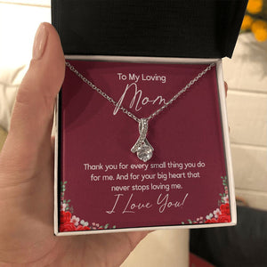 "Small Things Big Heart" Loving Mom Necklace Gift From Daughter Son Alluring Beauty Pendant Jewelry Box Mothers Day Birthday Christmas Valentines