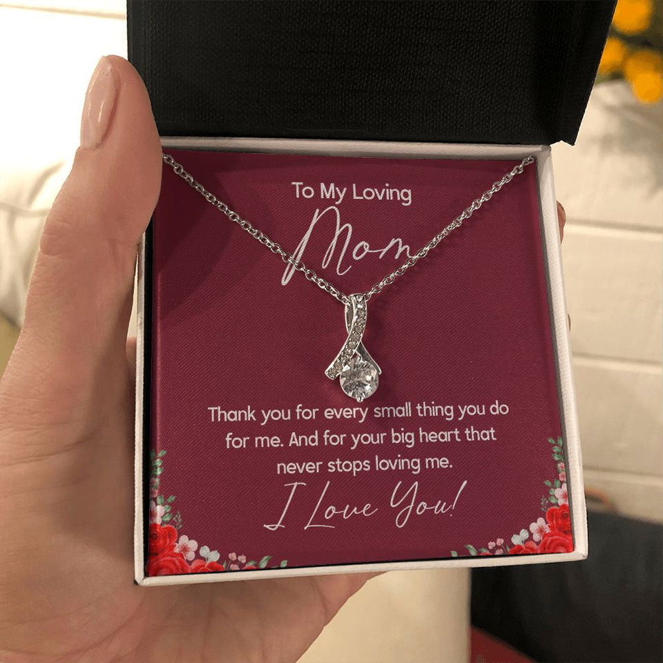 "Small Things Big Heart" Loving Mom Necklace Gift From Daughter Son Alluring Beauty Pendant Jewelry Box Mothers Day Birthday Christmas Valentines