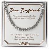 "Your Amazing Personality" Boyfriend Necklace Gift From Girlfriend Cuban Link Chain Jewelry Box Anniversary Birthday Valentines Christmas