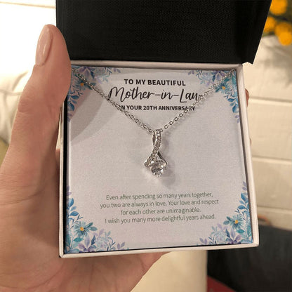 "Delightful Years Ahead" Beautiful Mother In Law 20th Wedding Anniversary Necklace Gift From Son-In-Law Daughter-In-Law Alluring Beauty Pendant Jewelry Box