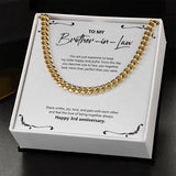 "Keep My Sister Happy" Brother In Law 3rd Wedding Anniversary Necklace Gift From Sister-In-Law Brother-In-Law Cuban Link Chain Jewelry Box