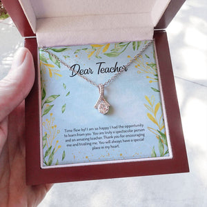 "Time Flew By" Teacher Necklace Gift From Student Co-Teacher Co-worker Alluring Beauty Pendant Jewelry Box Birthday Graduation Teachers Day Christmas