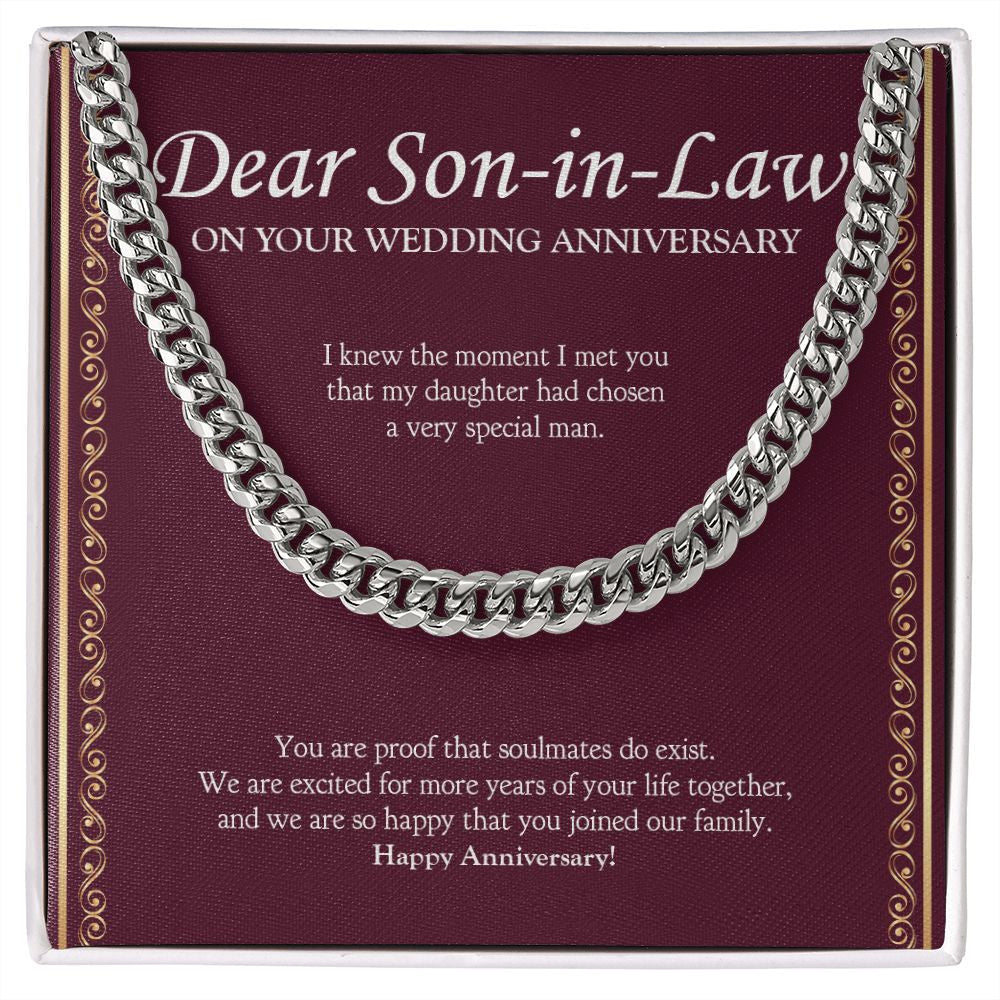 "Very Special Man" Son In Law Wedding Anniversary Necklace Gift From Mother-In-Law Father-In-Law Cuban Link Chain Jewelry Box