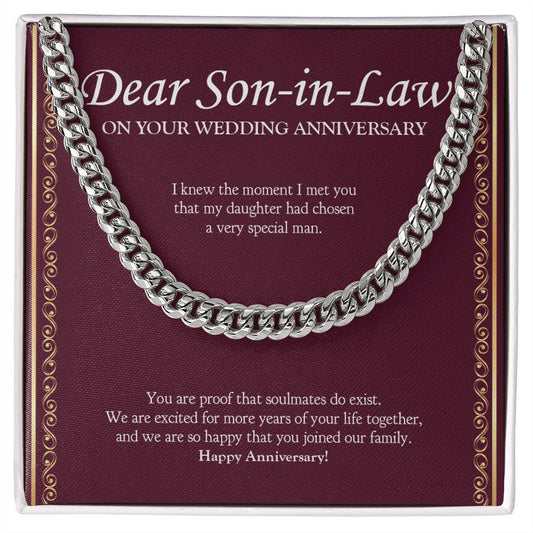 "Very Special Man" Son In Law Wedding Anniversary Necklace Gift From Mother-In-Law Father-In-Law Cuban Link Chain Jewelry Box