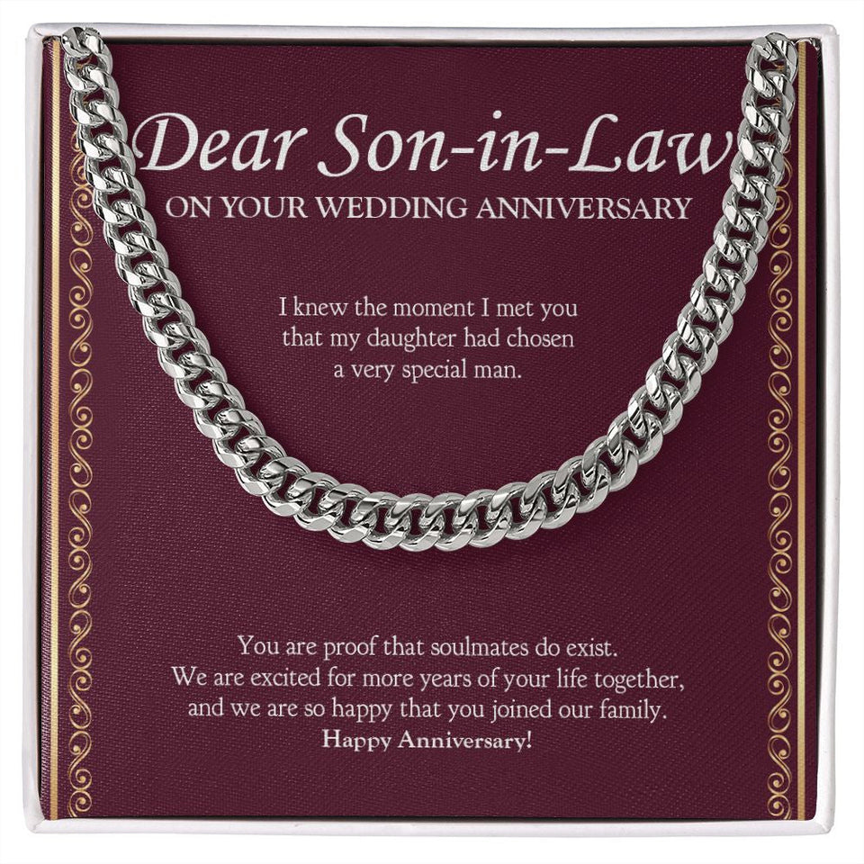 "Very Special Man" Son In Law Wedding Anniversary Necklace Gift From Mother-In-Law Father-In-Law Cuban Link Chain Jewelry Box
