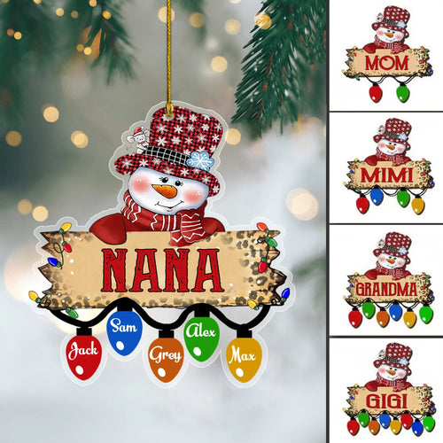 Personalized Name Snowman Lantern Plaque Ornament