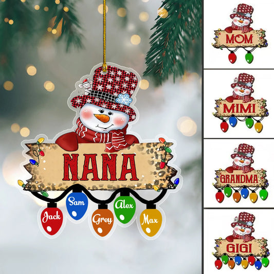 Personalized Name Snowman Lantern Plaque Ornament