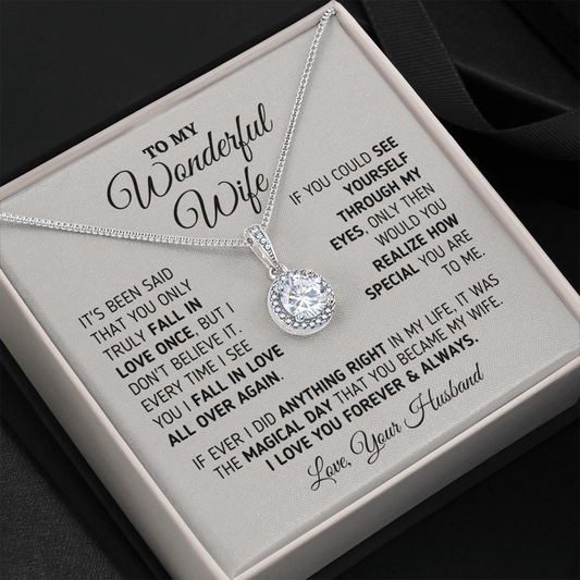 To My Wonderful Wife Eternal Hope Necklace Every Time I See You I fall In Love All Over Again LX015O