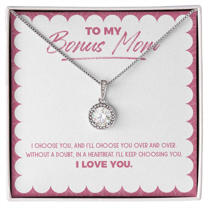 "Choose you over" Bonus Mom Necklace Gift From Daughter Son Eternal Hope Pendant Jewelry Box Mothers Day Birthday Christmas Valentines