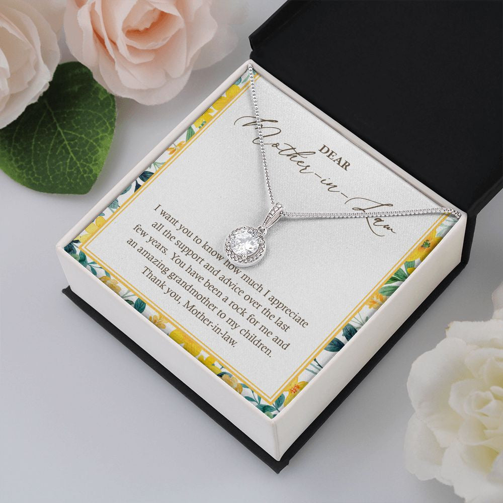"I Appreciate All Your Support" Mother In Law Necklace Gift From Daughter-In-Law Son-In-Law Eternal Hope Pendant Jewelry Box Birthday Anniversary Christmas Thanksgiving
