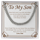 "Braver Than You Believe" Son Necklace Gift From Dad Cuban Link Chain Jewelry Box Christmas Wedding New Year Thanksgiving Graduation