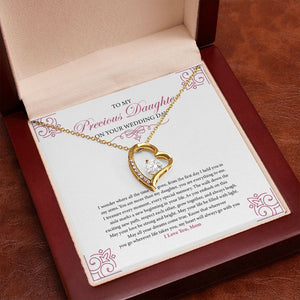 "Treasure Every Moment" Precious Daughter Wedding Day Necklace Gift From Mom Forever Love Pendant Jewelry Box
