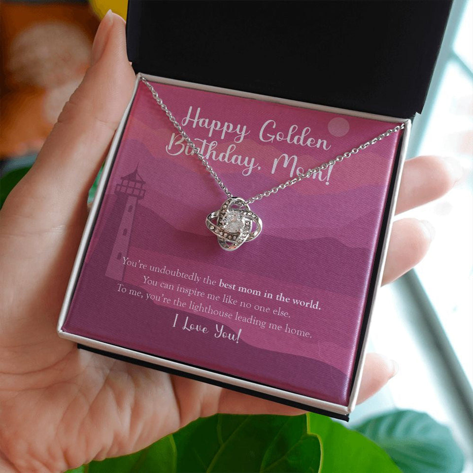 "You Are My Lighthouse" Mom Golden Birthday Necklace Gift From Daughter Son Forever Love Pendant Jewelry Box