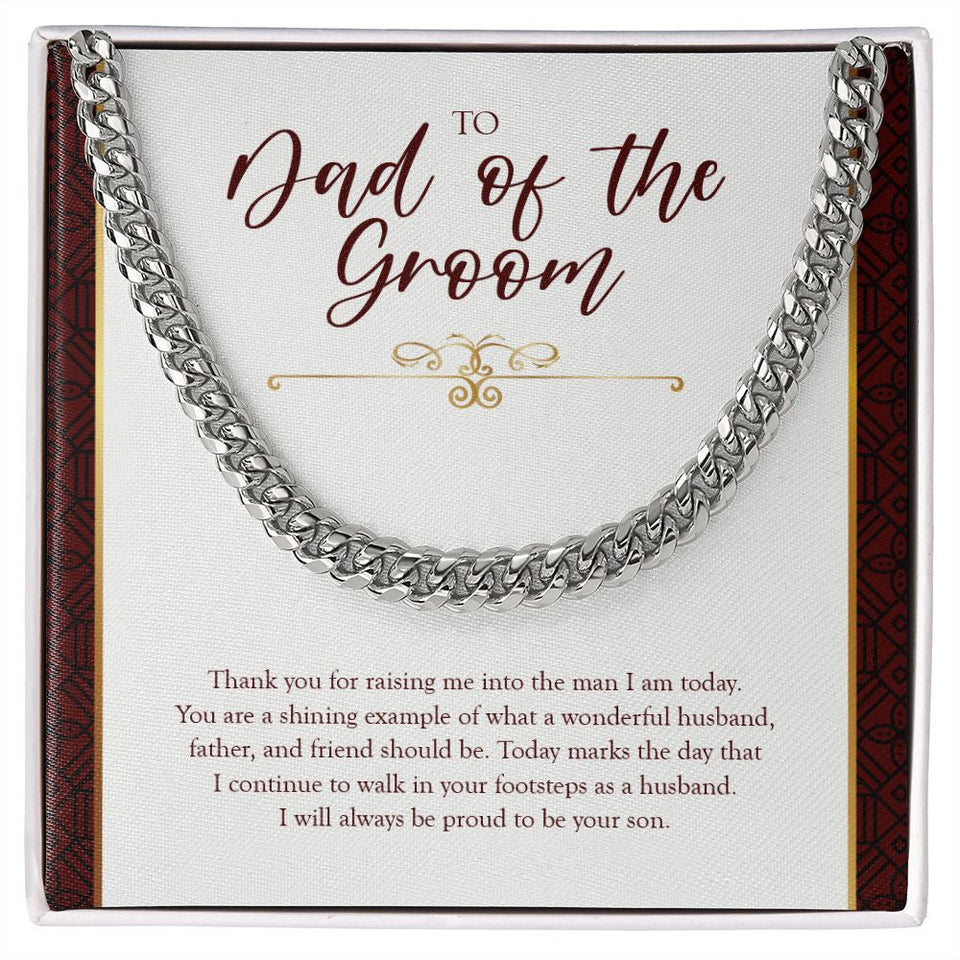 "Shining Example" Dad of the Groom Wedding Necklace Gift From Son Cuban Link Chain Jewelry Box