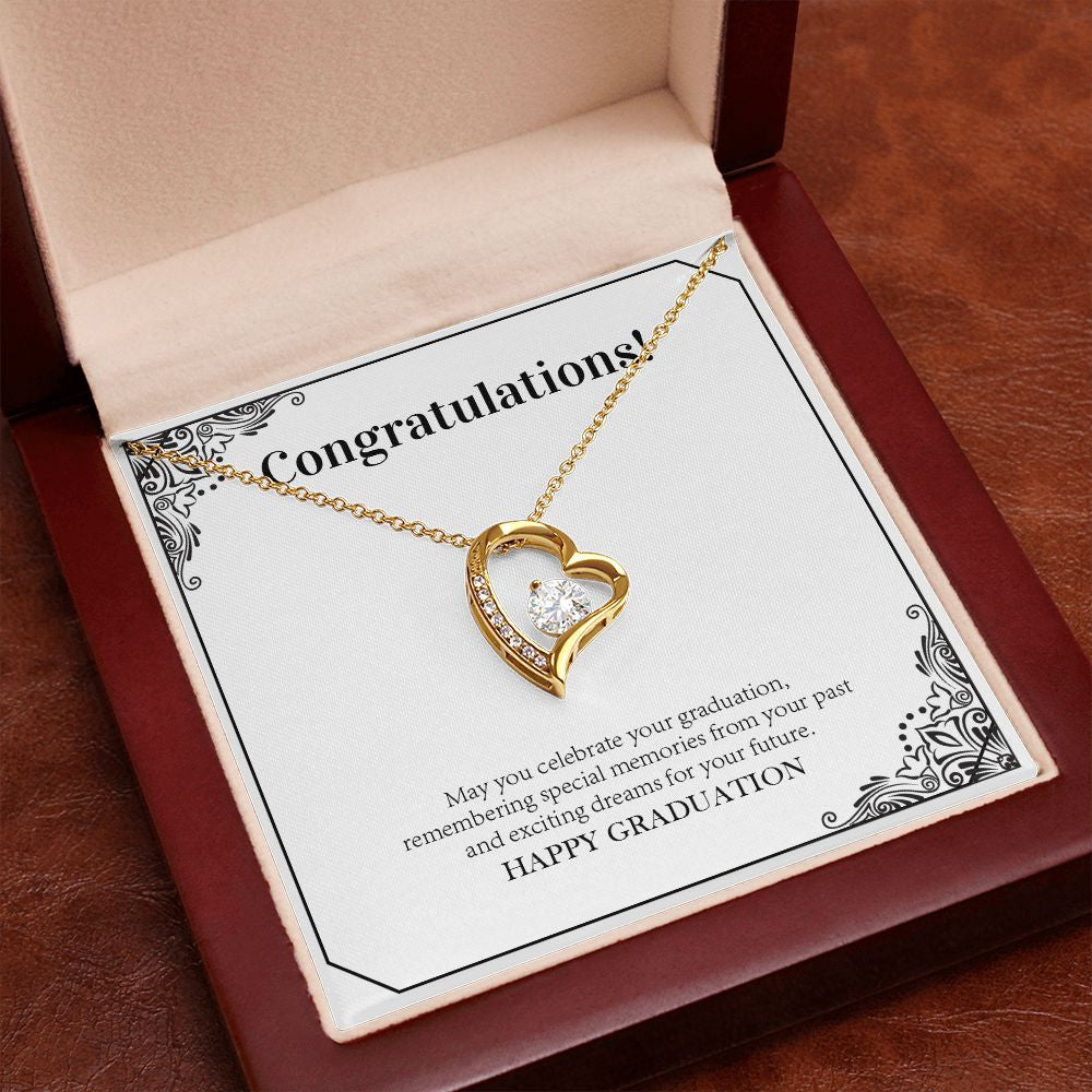 "Remembering Special Moments" Graduation Necklace Gift From Parents Grandparents Friends Family Teachers Forever Love Pendant Jewelry Box