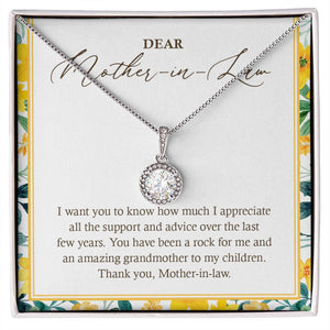 "I Appreciate All Your Support" Mother In Law Necklace Gift From Daughter-In-Law Son-In-Law Eternal Hope Pendant Jewelry Box Birthday Anniversary Christmas Thanksgiving