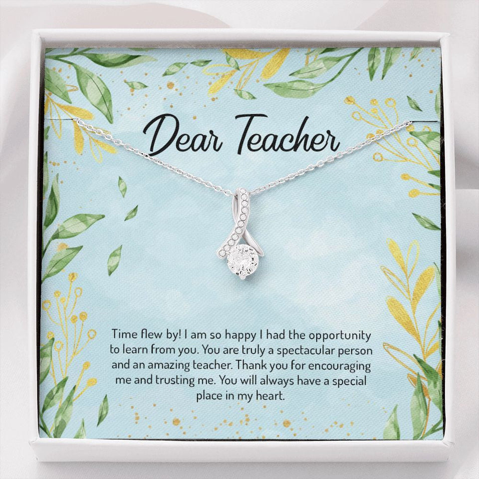 "Time Flew By" Teacher Necklace Gift From Student Co-Teacher Co-worker Alluring Beauty Pendant Jewelry Box Birthday Graduation Teachers Day Christmas