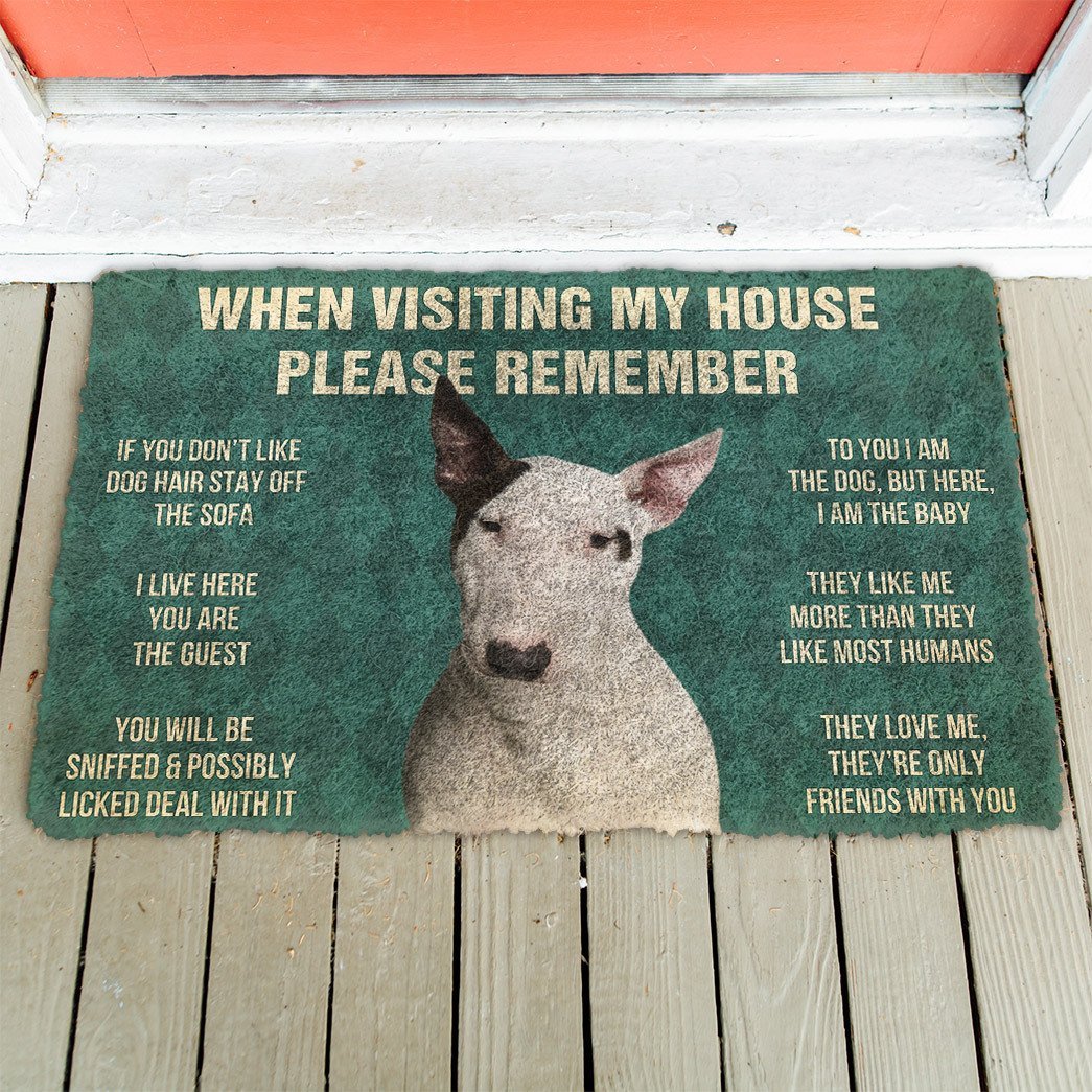 3D Please Remember Bull Terrier Dog's House Rules Doormat