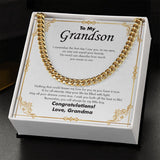 "No One Can Equal" Grandson Wedding Day Necklace Gift From Grandma Grandparents Cuban Link Chain Jewelry Box