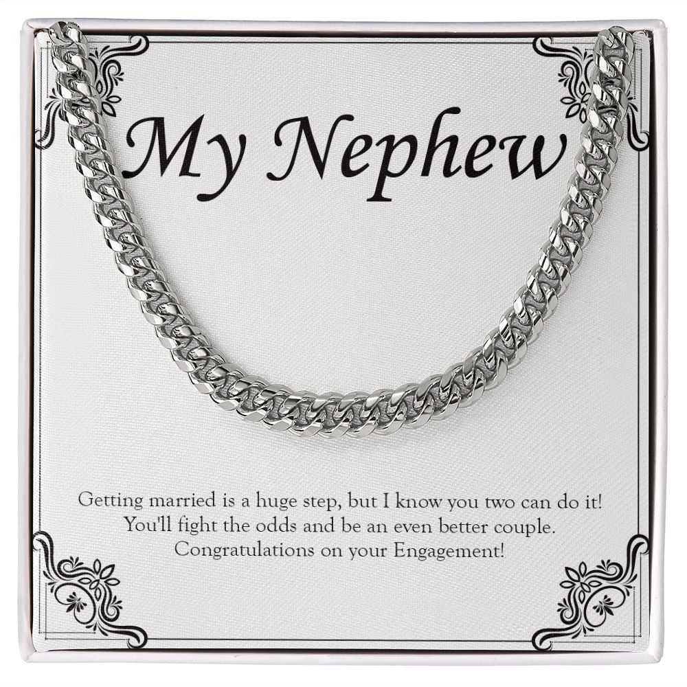 "Marriage Is A Huge Step" Nephew Engagement Necklace Gift From Uncle Aunt Cuban Link Chain Jewelry Box