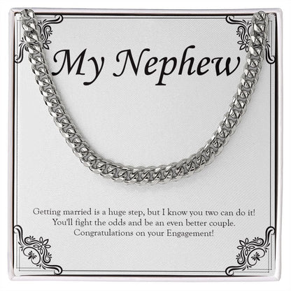 "Marriage Is A Huge Step" Nephew Engagement Necklace Gift From Uncle Aunt Cuban Link Chain Jewelry Box