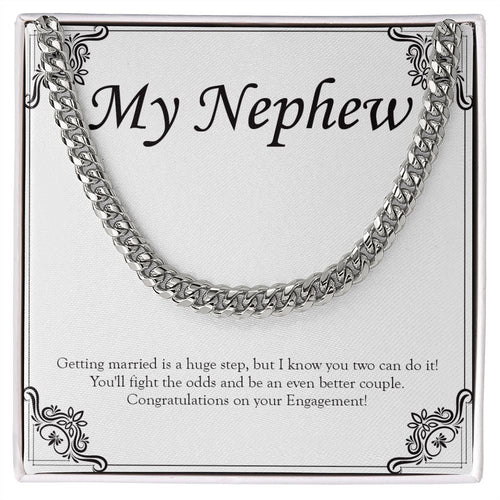 "Marriage Is A Huge Step" Nephew Engagement Necklace Gift From Uncle Aunt Cuban Link Chain Jewelry Box