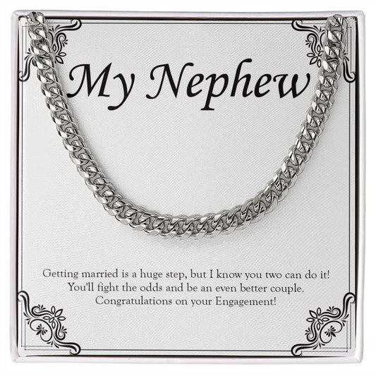 "Marriage Is A Huge Step" Nephew Engagement Necklace Gift From Uncle Aunt Cuban Link Chain Jewelry Box