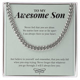 "Always Loved You" Awesome Son Necklace Gift From Mom Dad Cuban Link Chain Jewelry Box Birthday Graduation Thanksgiving Christmas
