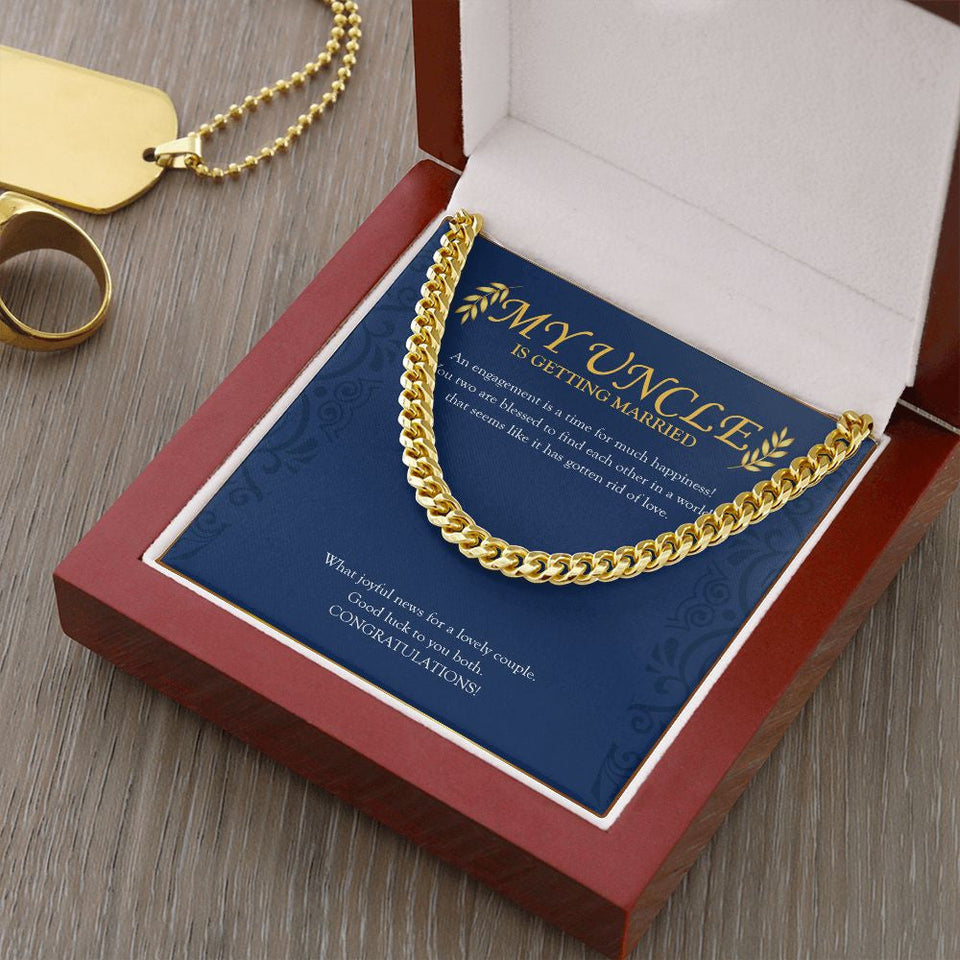 "Gotten Rid Of Love" Uncle Engagement Necklace Gift From Niece Nephew Cuban Link Chain Jewelry Box