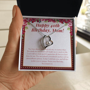 "Feel Loved And Taught" Mom 40th Birthday Necklace Gift From Daughter Son Forever Love Pendant Jewelry Box