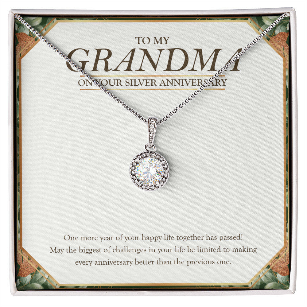 "Better Than The Previous One" Grandma Silver Wedding Anniversary Necklace Gift From Granddaughter Grandson Eternal Hope Pendant Jewelry Box