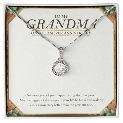 "Better Than The Previous One" Grandma Silver Wedding Anniversary Necklace Gift From Granddaughter Grandson Eternal Hope Pendant Jewelry Box