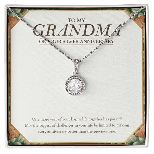 "Better Than The Previous One" Grandma Silver Wedding Anniversary Necklace Gift From Granddaughter Grandson Eternal Hope Pendant Jewelry Box