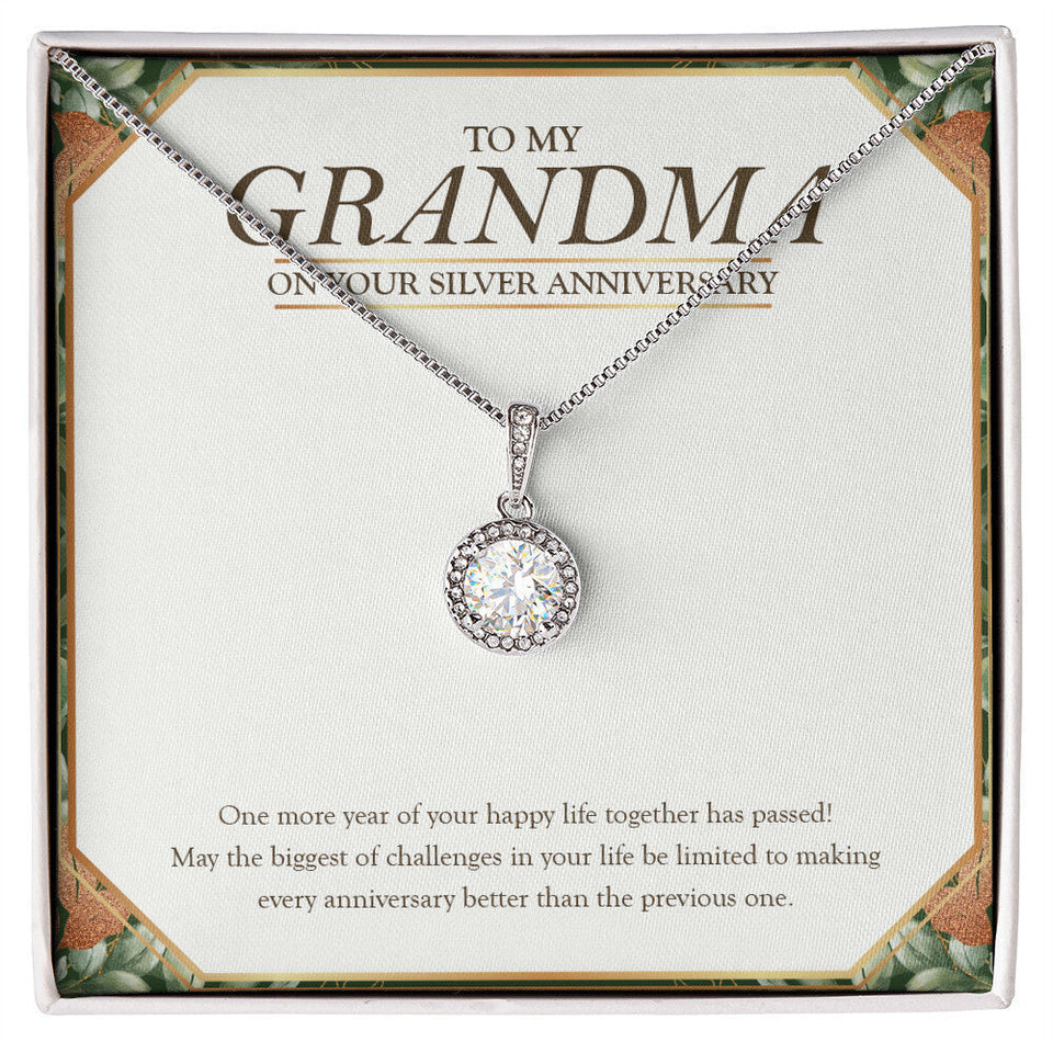 "Better Than The Previous One" Grandma Silver Wedding Anniversary Necklace Gift From Granddaughter Grandson Eternal Hope Pendant Jewelry Box