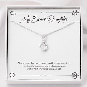 "Commitment And Toughness" Brave Daughter Necklace Gift From Mom Dad Parents Alluring Beauty Pendant Jewelry Box Birthday Christmas Graduation Thanksgiving