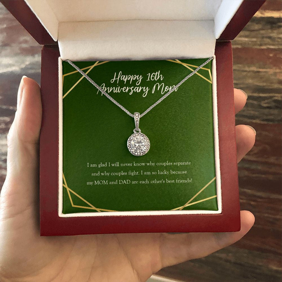"Glad I Will Never Know" Mom 16th Wedding Anniversary Necklace Gift From Daughter Son Eternal Hope Pendant Jewelry Box