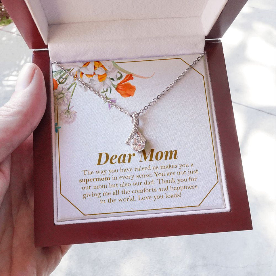 "Supermom In Every Sense" Single Mom Necklace Gift From Daughter Son Alluring Beauty Pendant Jewelry Box Mothers Day Birthday Christmas Valentines