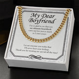 "My Ultimate Heartthrob" Boyfriend Necklace Gift From Girlfriend Cuban Link Chain Jewelry Box Anniversary Valentines Christmas Thanksgiving