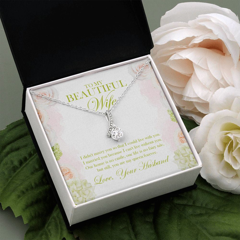 "Can't live without you" Beautiful Wife Necklace Gift From Husband Alluring Beauty Pendant Jewelry Box Mothers Day Birthday Christmas Valentines