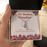 "My Tough Princess" Badass Daughter Necklace Gift From Mom Dad Alluring Beauty Pendant Jewelry Box Birthday Graduation Christmas New Year