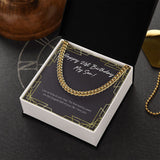 "Longest Half Of Life" Son 21st Birthday Necklace Gift From Mom Dad Cuban Link Chain Jewelry Box
