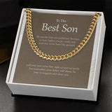 "Here To Support And Cheer You" Best Son Necklace Gift From Mom Dad Cuban Link Chain Jewelry Box Birthday Graduation Christmas New Year