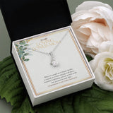 "Two People Happy Together" Loving Bonus Mom Golden 50th Wedding Anniversary Necklace Gift From Daughter Son Alluring Beauty Pendant Jewelry Box