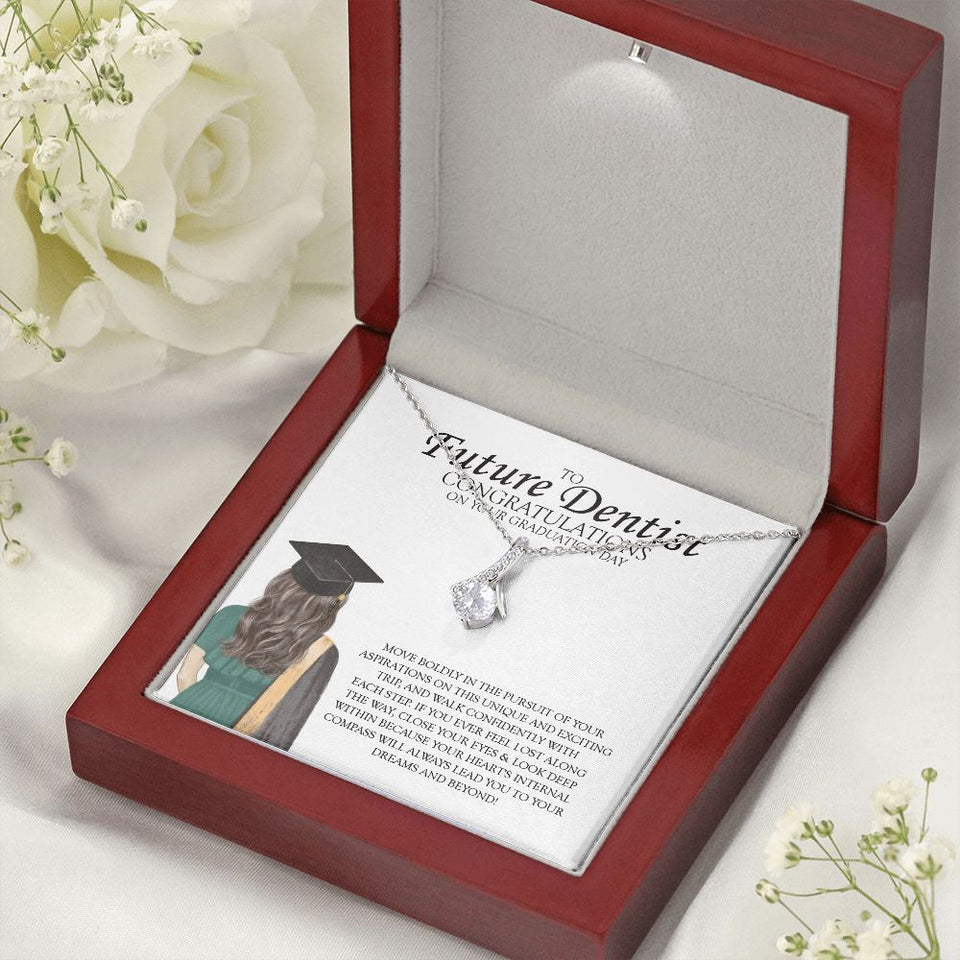 "Move Boldly" Future Dentist Graduation Necklace Gift From Mom Dad Grandpa Grandma Teacher Bestfriend Alluring Beauty Pendant Jewelry Box