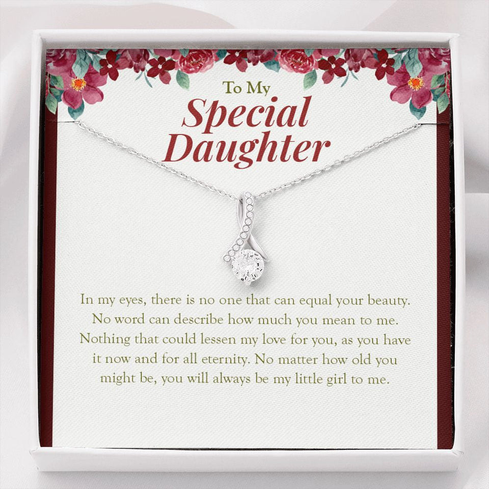 "Equal Your Beauty" Special Daughter Necklace Gift From Mom Dad Alluring Beauty Pendant Jewelry Box Birthday Graduation Christmas New Year