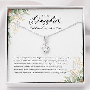 "Hardwork And Sacrifices" Daughter Graduation Necklace Gift From Mom Dad Alluring Beauty Pendant Jewelry Box