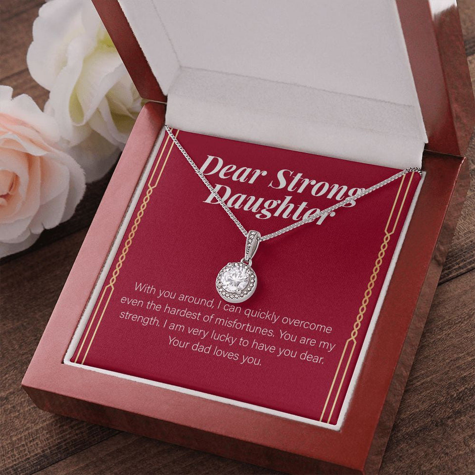 "You Are My Strength" Strong Daughter Necklace Gift From Mom Dad Eternal Hope Pendant Jewelry Box Birthday Christmas Wedding Graduation