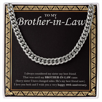 "I Always Considered" Brother In Law 30th Wedding Anniversary Necklace Gift From Sister-In-Law Brother-In-Law Cuban Link Chain Jewelry Box