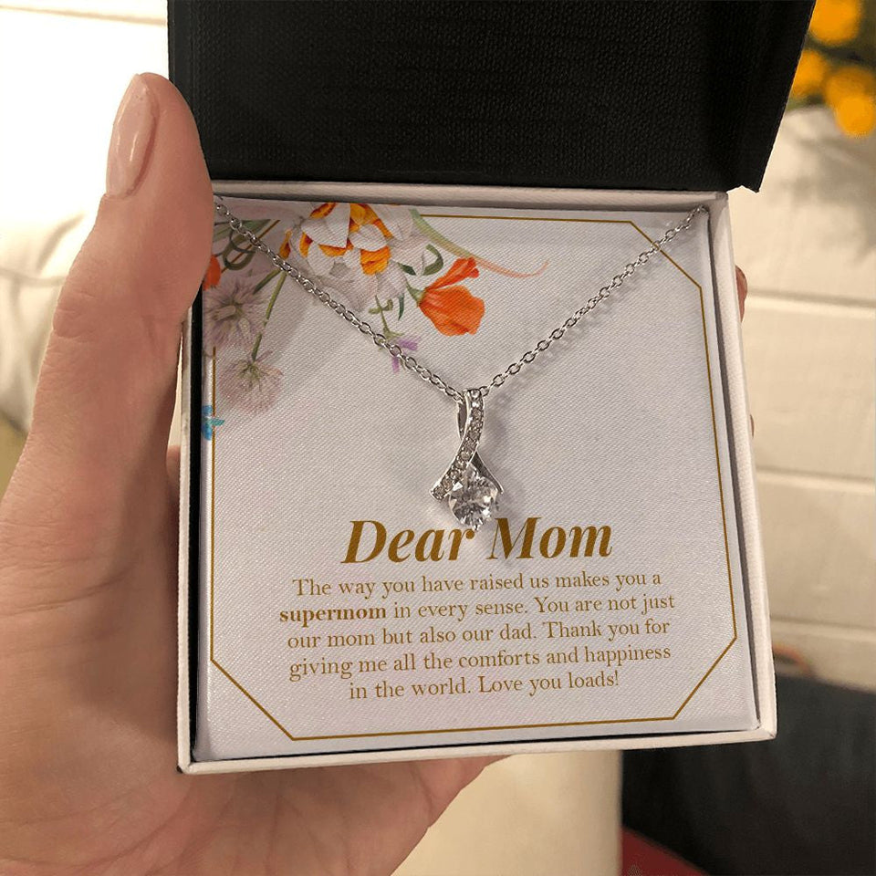 "Supermom In Every Sense" Single Mom Necklace Gift From Daughter Son Alluring Beauty Pendant Jewelry Box Mothers Day Birthday Christmas Valentines