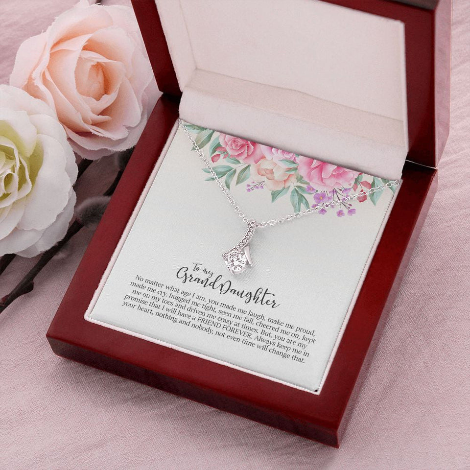 "Friend Forever" Granddaughter Necklace Gift From Grandpa Grandma Alluring Pendant Jewelry Box Birthday Graduation Christmas Thanksgiving